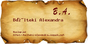 Bélteki Alexandra névjegykártya