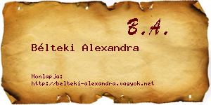 Bélteki Alexandra névjegykártya